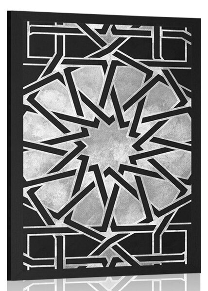 Poster mozaic oriental în alb-negru