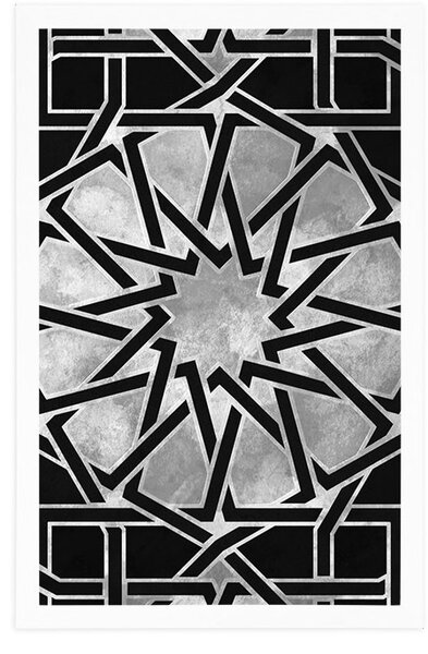 Poster mozaic oriental în alb-negru
