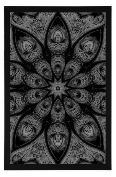 Poster Mandala hipnotică în design alb-negru