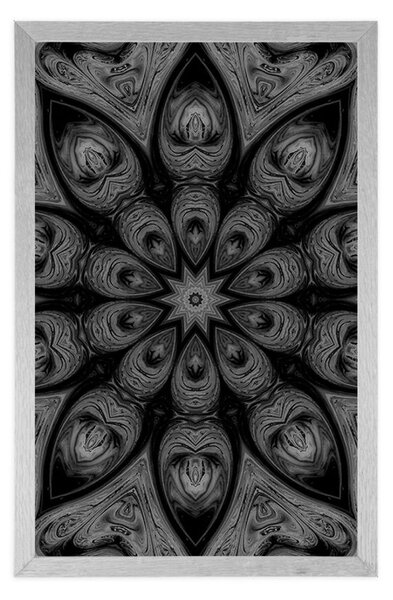 Poster Mandala hipnotică în design alb-negru