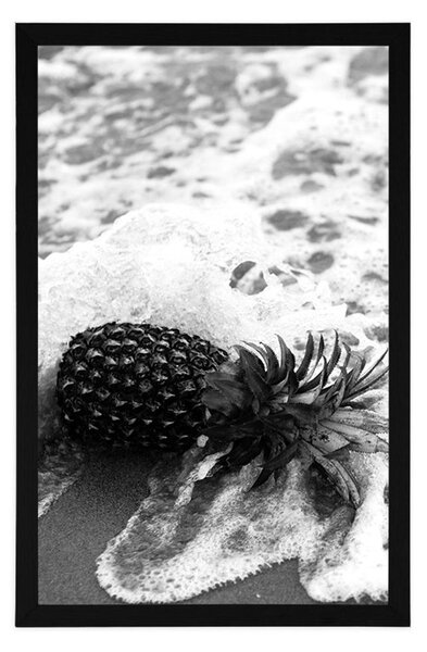 Poster ananas în valul oceanic în design alb-negru