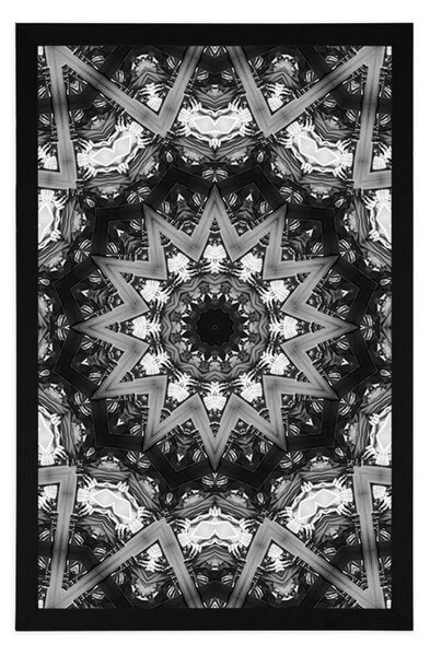 Poster Mandala cu elemente interesante pe fundal în design alb-negru