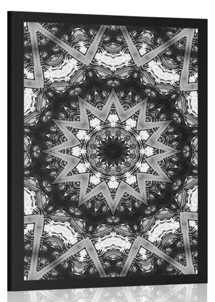 Poster Mandala cu elemente interesante pe fundal în design alb-negru