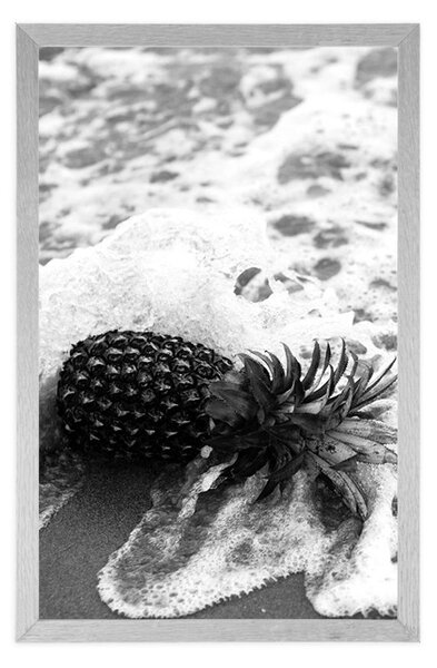 Poster ananas în valul oceanic în design alb-negru