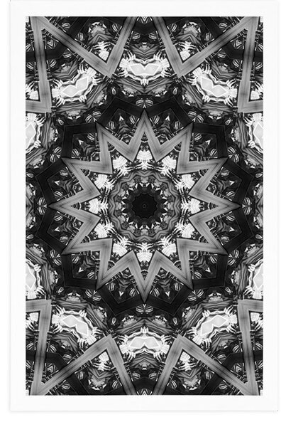 Poster Mandala cu elemente interesante pe fundal în design alb-negru