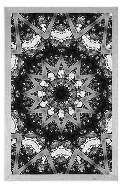 Poster Mandala cu elemente interesante pe fundal în design alb-negru