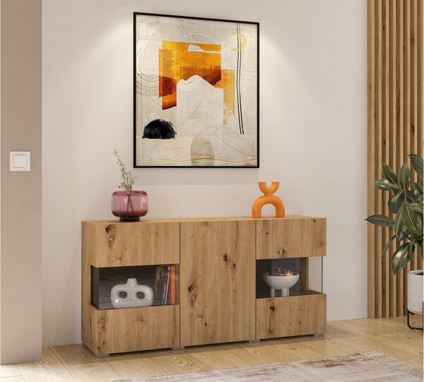 Z0ND0 Vitrină Avernic Typ 25 (negru + Stejar artisan). 1042058