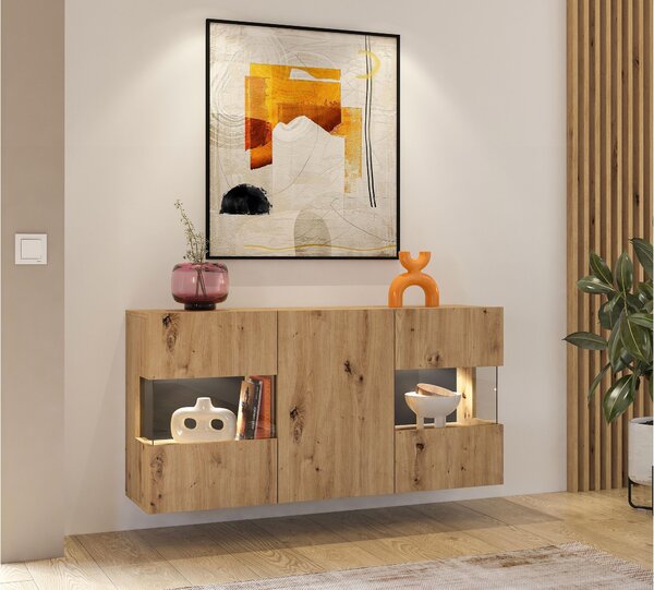 Z0ND0 Vitrină Avernic Typ 25 (negru + Stejar artisan). 1042058