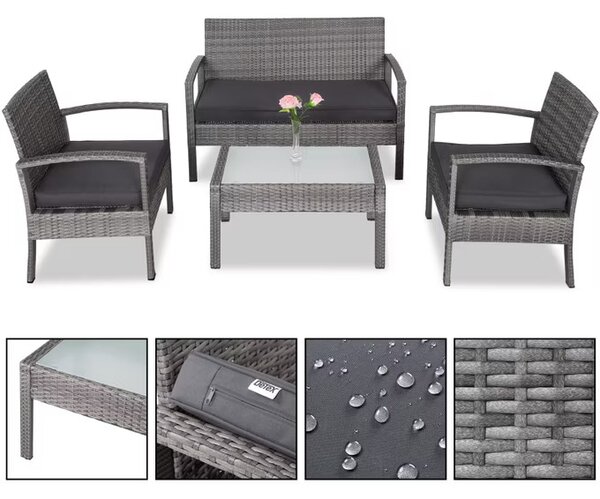 Deuba Set canapele de gradina - perne gri, antracit