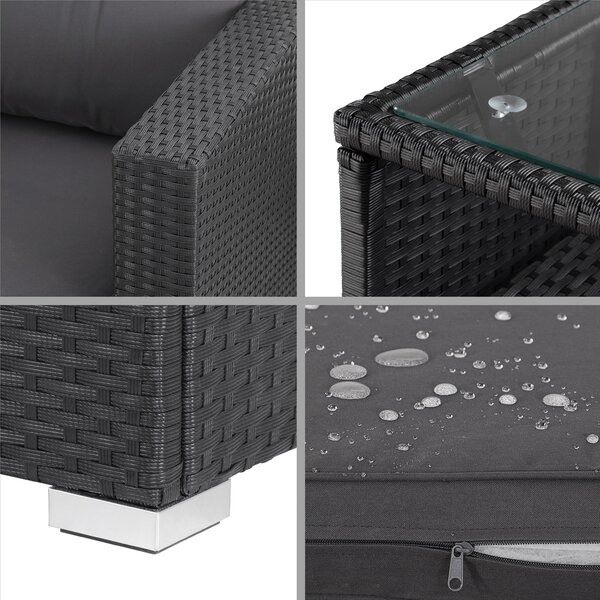 Deuba Set rattan de gradina XXL - perne negre/antracit