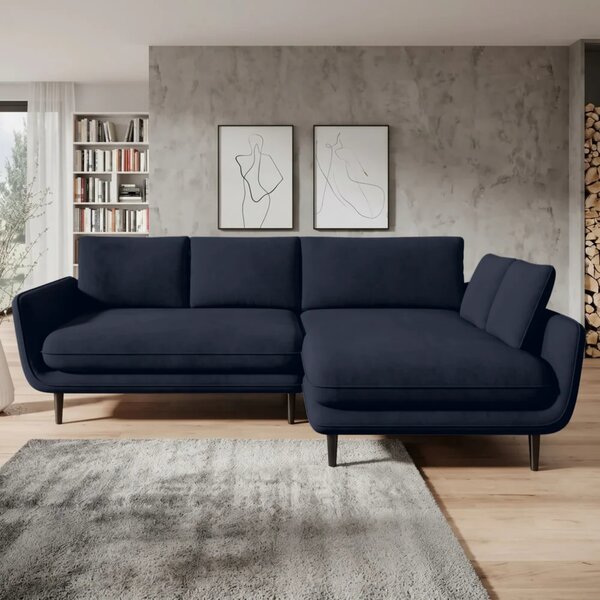 Coltar extensibil SOLANO, sezlong dreapta, stofa clasica albastru inch