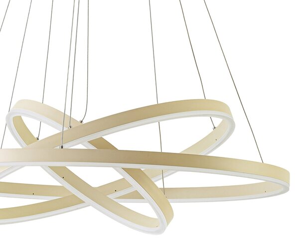 Arcchio Lampă suspendată LED Albiona, bej, 3 inele, Ø 80 cm, reglabil, Bej, Camera de zi / sufragerie, Metal, Modern