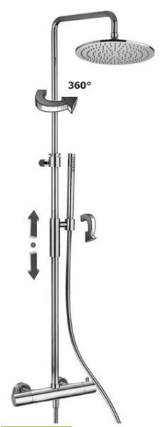 Paffoni Light set de duș perete cu termostat cu duș de ploaie crom ZCOL646LIQCR