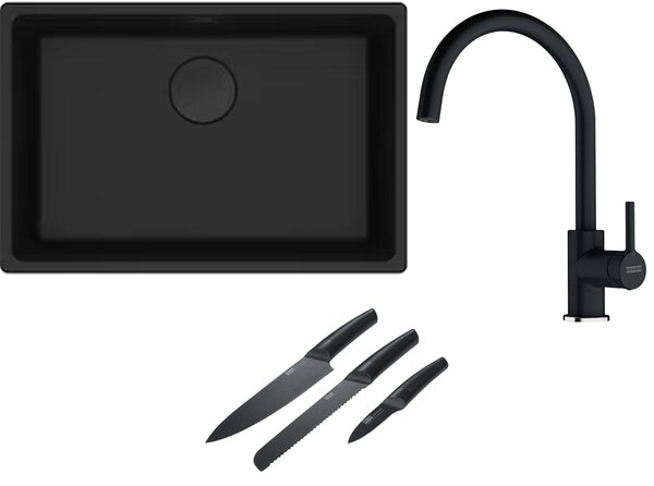 Set chiuvetă din granit Franke Maris 125.0697.758, baterie bucătărie Franke Lina 115.0626.020