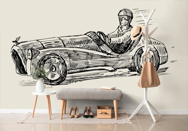 Tapet mașini de curse în design retro