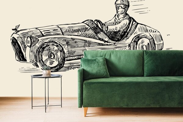 Tapet mașini de curse în design retro