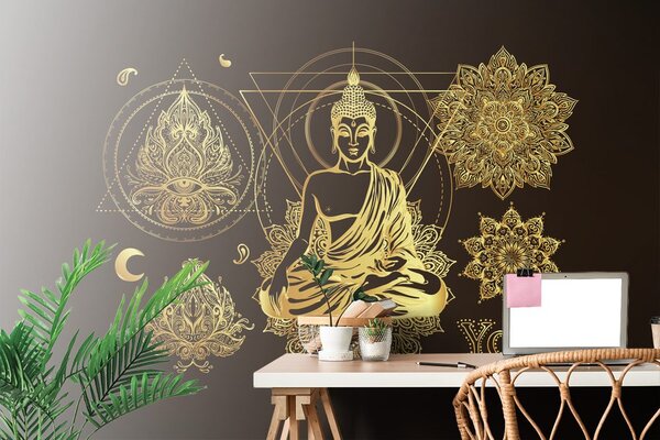 Tapet Buddha de aur meditează
