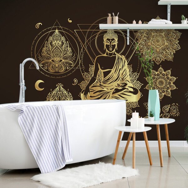 Tapet Buddha de aur meditează