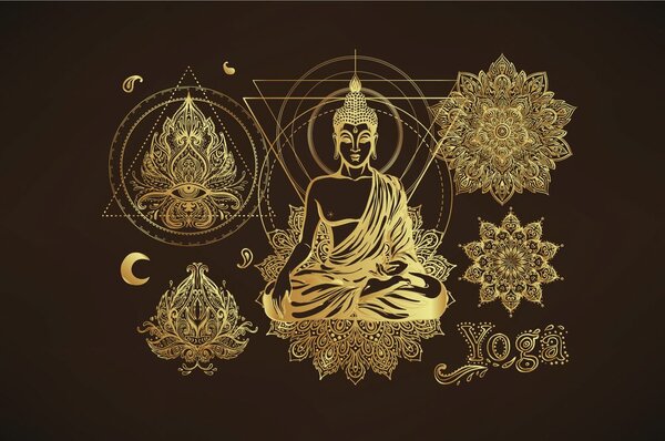 Tapet Buddha de aur meditează