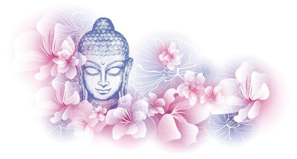 Tapet Buddha cu flori de cireș
