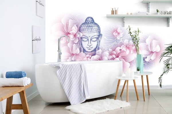 Tapet Buddha cu flori de cireș