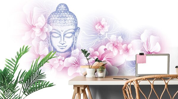 Tapet Buddha cu flori de cireș