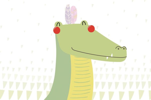 Tapet crocodilul drăguț cu pene