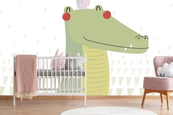 Tapet crocodilul drăguț cu pene
