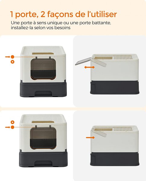 Litiera acoperita cu setar, Feandrea, Alb, 54.3×42.5×37.8 cm