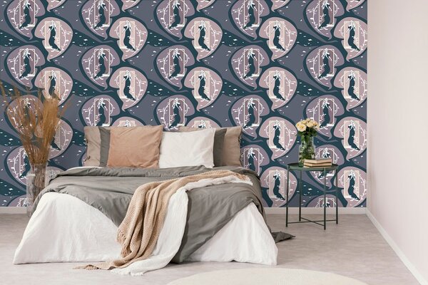 Tapet farmecul femeii în design întunecat