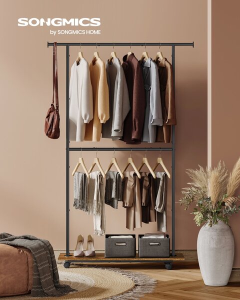 Cuier pe roti Songmics Maro 98.5x35x180.3 cm