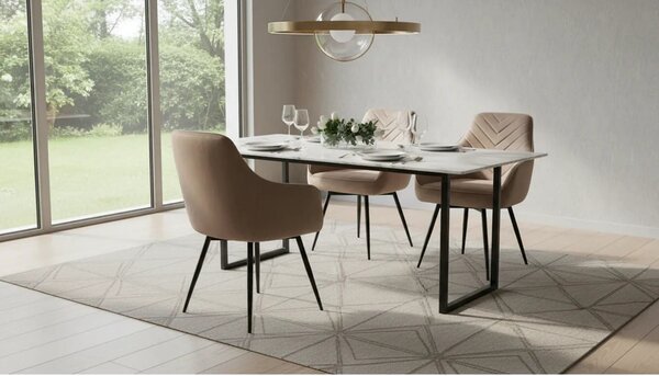 Scaun SERVIO, bej inchis - Bluvel 40, stofa catifelata/metal, 55x58x88