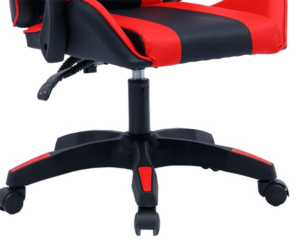 Scaun de gaming William piele ecologica negru - rosu