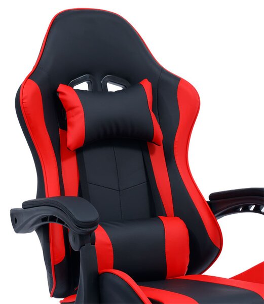 Scaun de gaming William piele ecologica negru - rosu