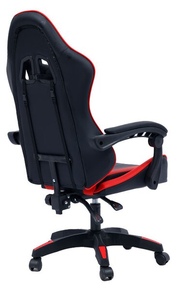 Scaun de gaming William piele ecologica negru - rosu