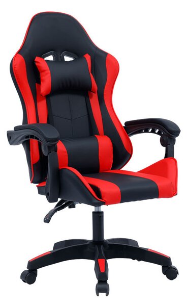 Scaun de gaming William piele ecologica negru - rosu