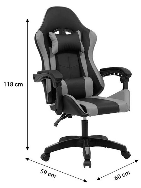 Scaun de gaming William piele ecologica negru - rosu