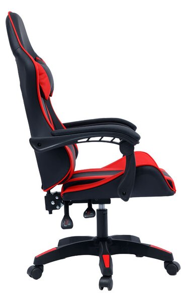Scaun de gaming William piele ecologica negru - rosu