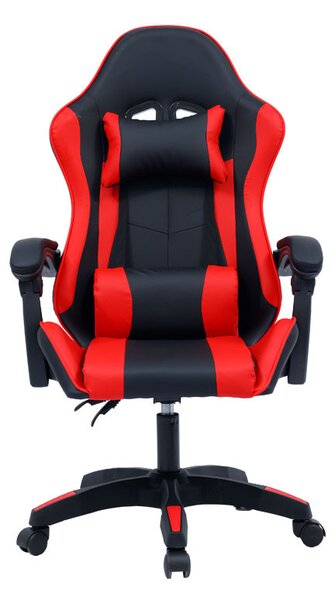 Scaun de gaming William piele ecologica negru - rosu