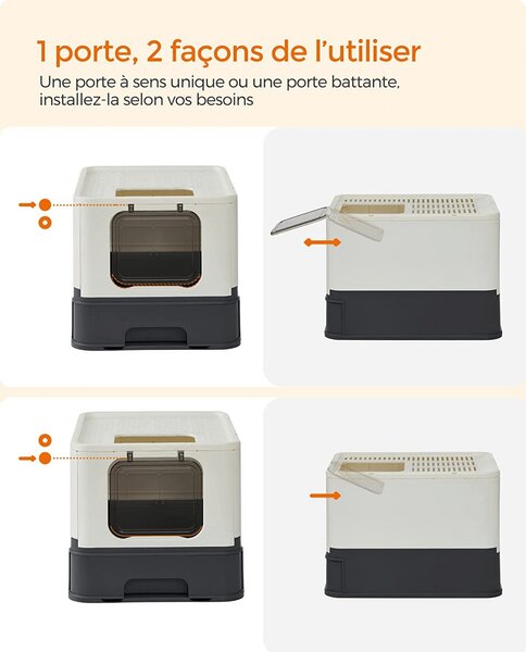 Litiera acoperita cu setar, Feandrea, Alb, 54.3×42.5×37.8 cm