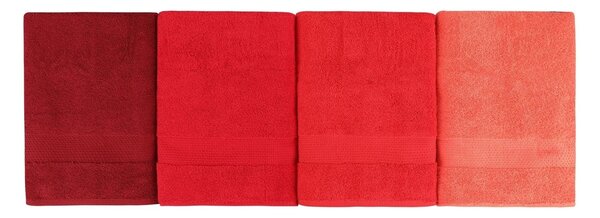 Set 4 prosoape baie 801, rosu, bumbac, 70x140 cm