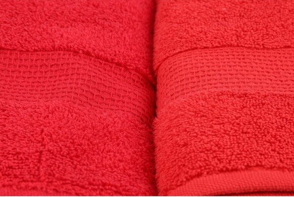 Set 4 prosoape baie 801, rosu, bumbac, 70x140 cm