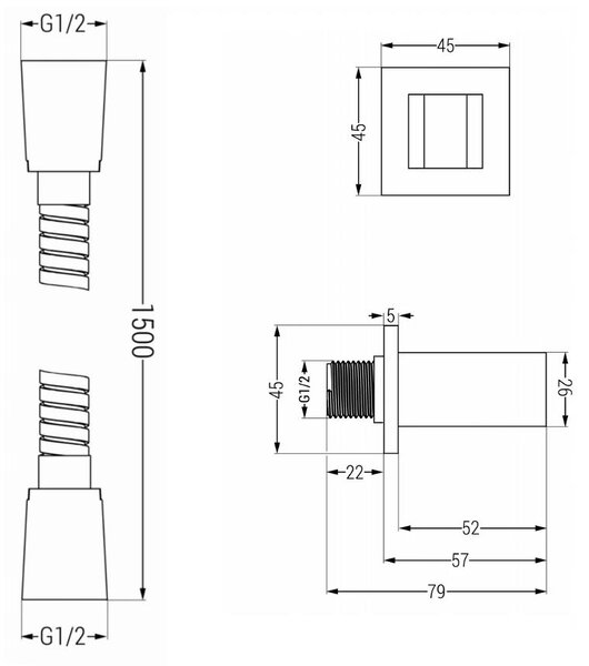 Accesorii Mexen - set de duș de mână cu 1 punct ascuns R-02, crom, 785006050-00
