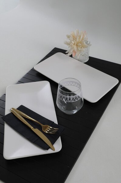 Set 2 platouri 275KRM1720, alb, ceramica, 33x17 cm