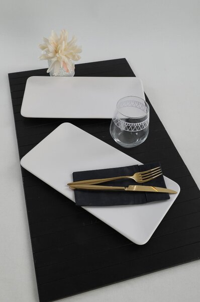 Set 2 platouri 275KRM1720, alb, ceramica, 33x17 cm