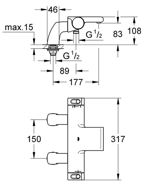 Grohe Grohtherm baterie cadă-duș cadă cu termostat StarLight Chrome 34176001