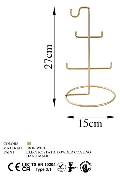 Suport bijuterii TK-003 Auriu 15x27 cm