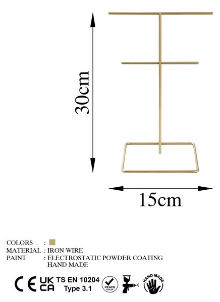 Suport bijuterii TK-004 Auriu 15x30 cm