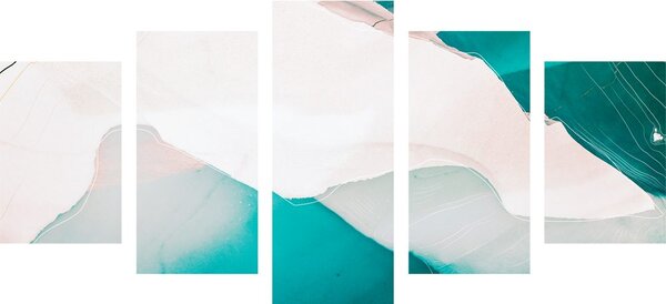 Tablou 5-piese abstracția lagunei albastre