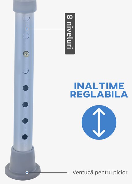 HOMCOM Scaun de Duș Reglabil pe 8 Nivele cu Orificii de Drenaj și Șezut în Formă de U, 48x42x71-83,5 cm, Alb | Aosom Romania